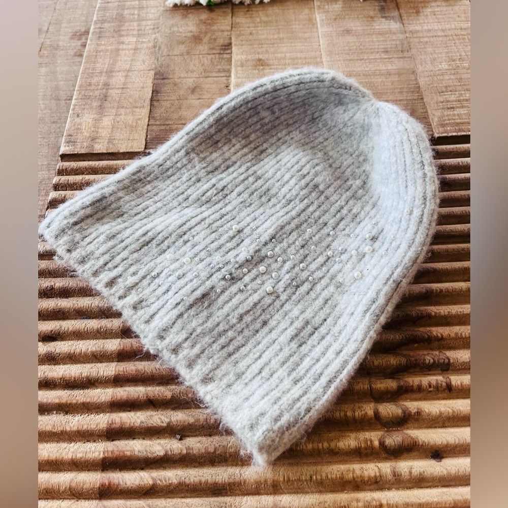 Anthropologie Cream Knit Beanie